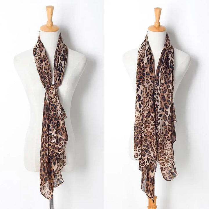 Vintage Leopard Print Scarf Fashion Soft Chiffon Shawl Scarf Women Winter Animal Print Scarf Leopard Scarf Scarves For Women